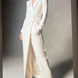 StyleWe long fitted white blazer